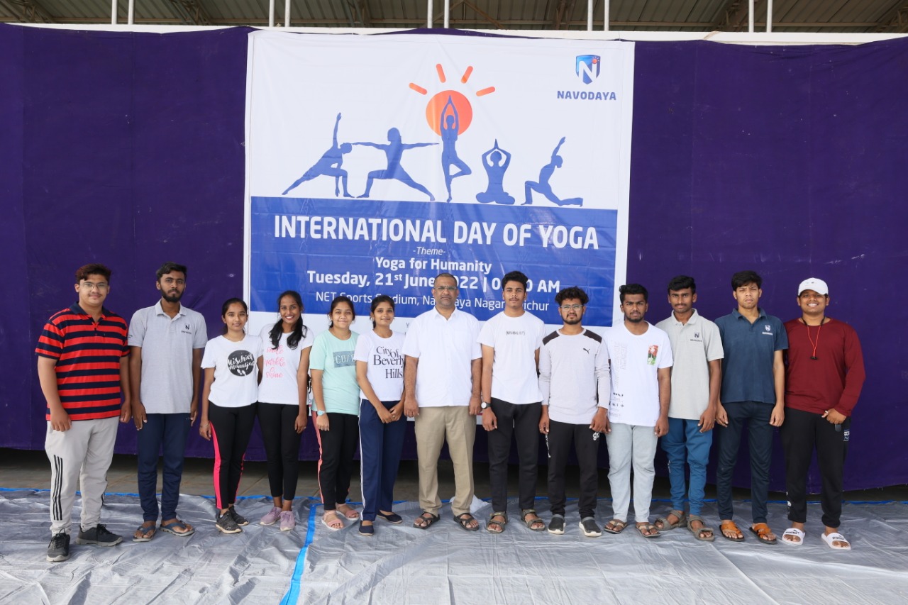 The Navodaya Education Trust has celebrated the International Yoga Day 21-june-2022 NET Sport pavilion.