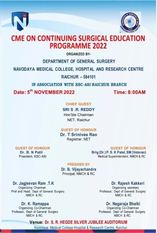CME ON CONTINUING SURGICAL EDUCATION PROGRAMME 2022