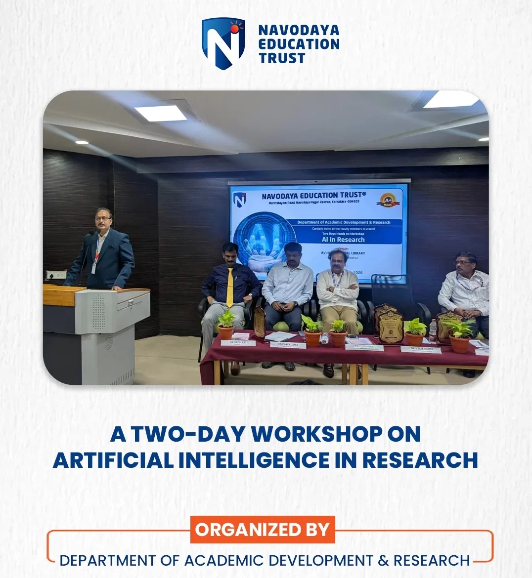 Navodaya Education Trust Concludes Landmark Two-Day Workshop on AI in Research