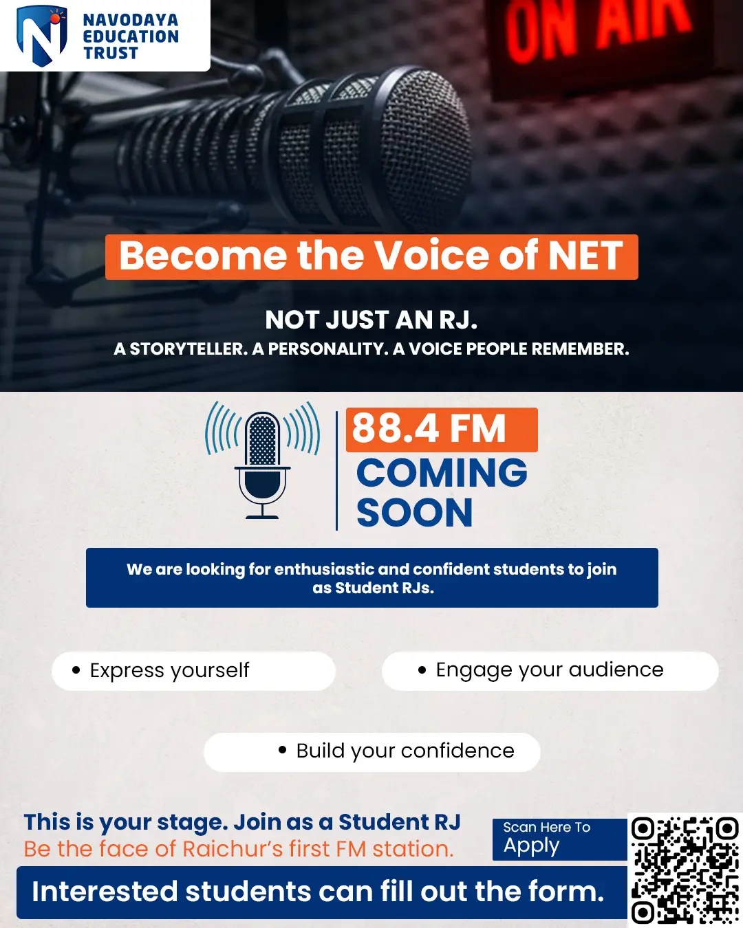 RJ Auditions Open at Navodaya 88.4 FM | Be the Voice